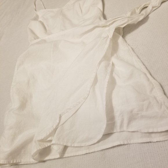 Abercrombie & Fitch White Layered Wrap Tie Summer Mini Dress Spaghetti Straps - Picture 8 of 13